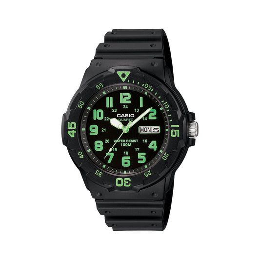 Casio Mens Black & Green Watch - MRW200H-3B