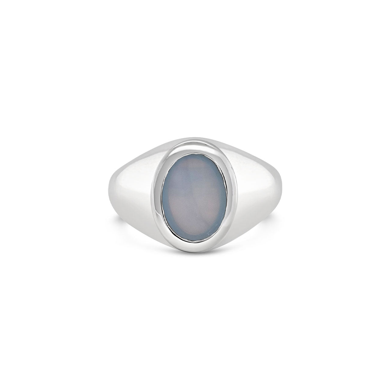 Sterling Silver Oval Blue Opal Dress Ring