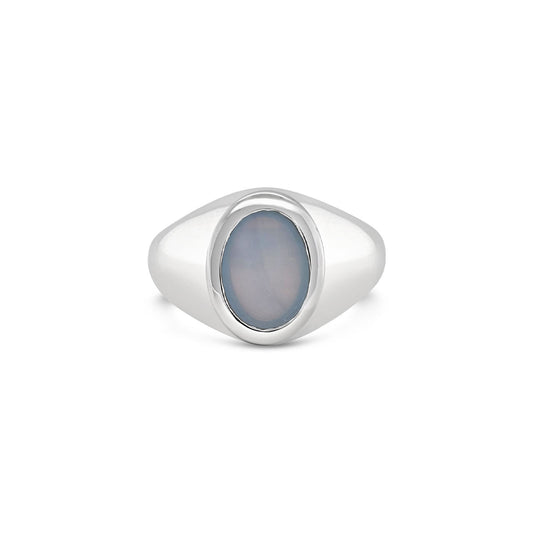 Sterling Silver Oval Blue Opal Dress Ring