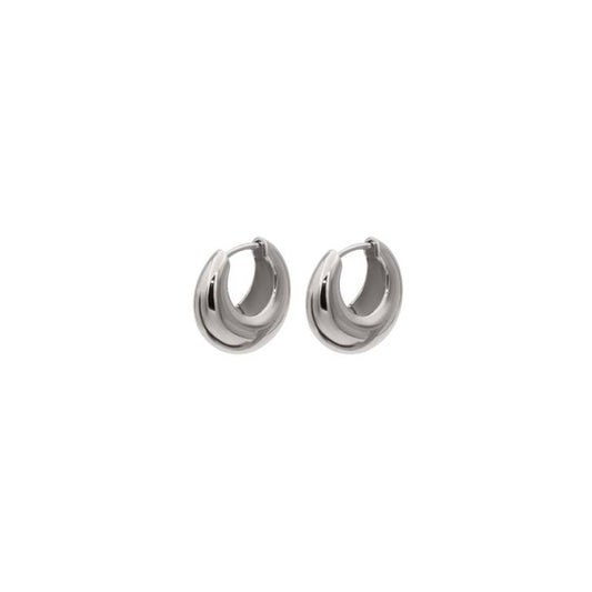 Sterling Silver 17mm Crescent Shape Huggie Earrings