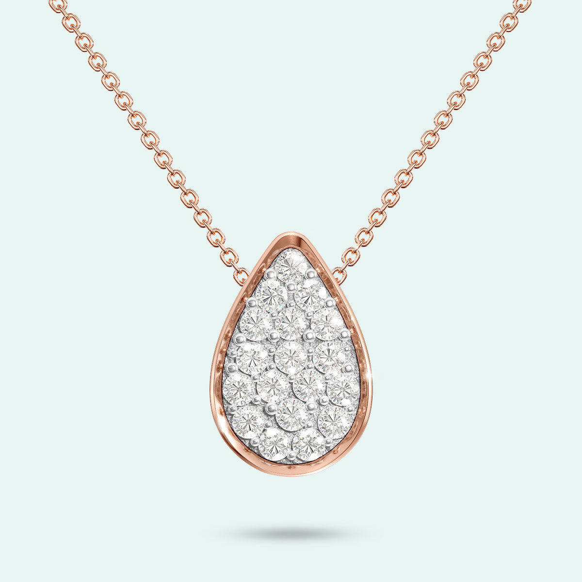 9k Rose Gold The Full Love Drop Diamond Pendant