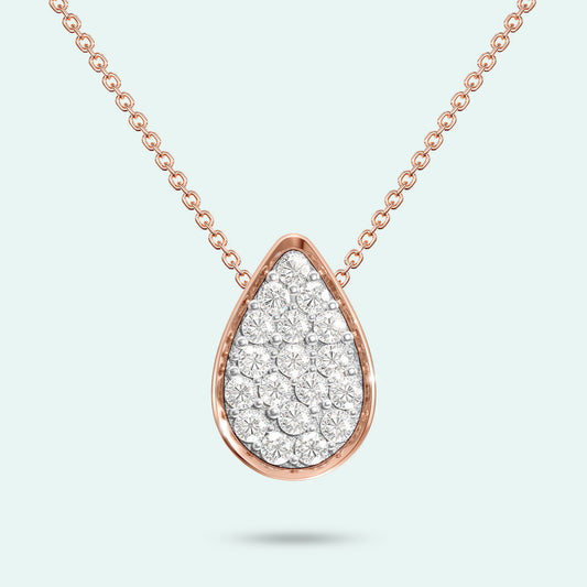 9k Rose Gold The Full Love Drop Diamond Pendant