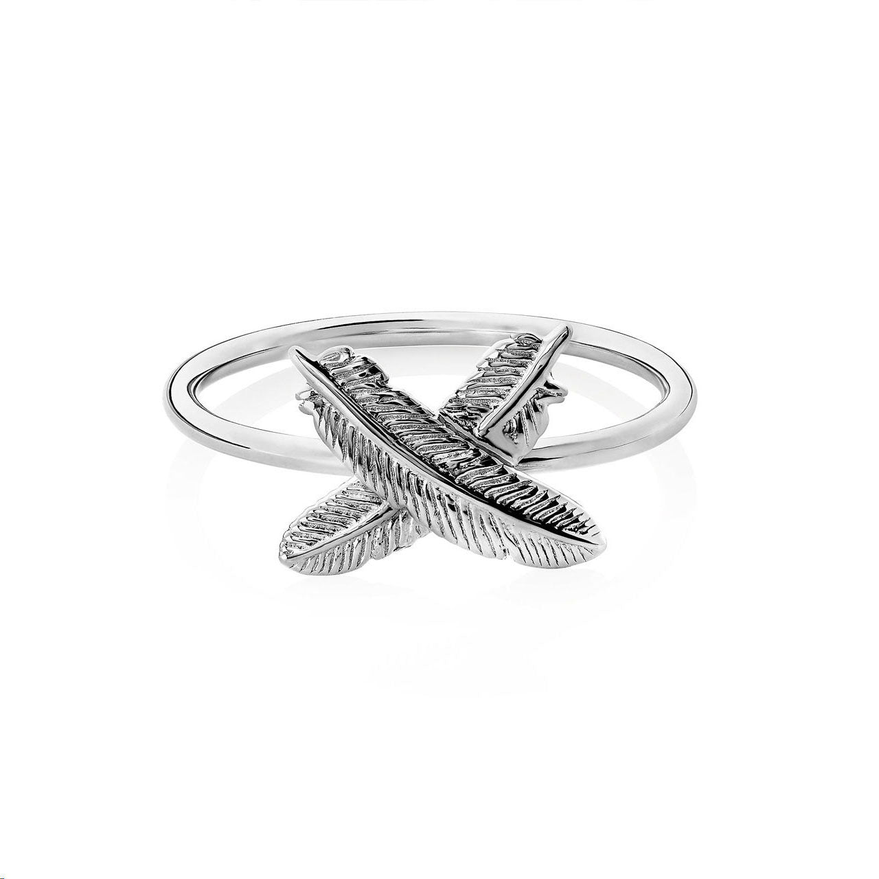 Sterling Silver Feather Kisses Ring