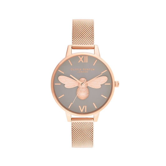 Lucky Bee, Grey Dial & Rose Gold Mesh