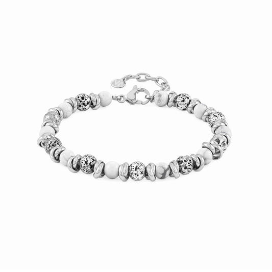 Instinct Bracelet 027919/048 Stainless Steel With Lava Stones & White Howlite