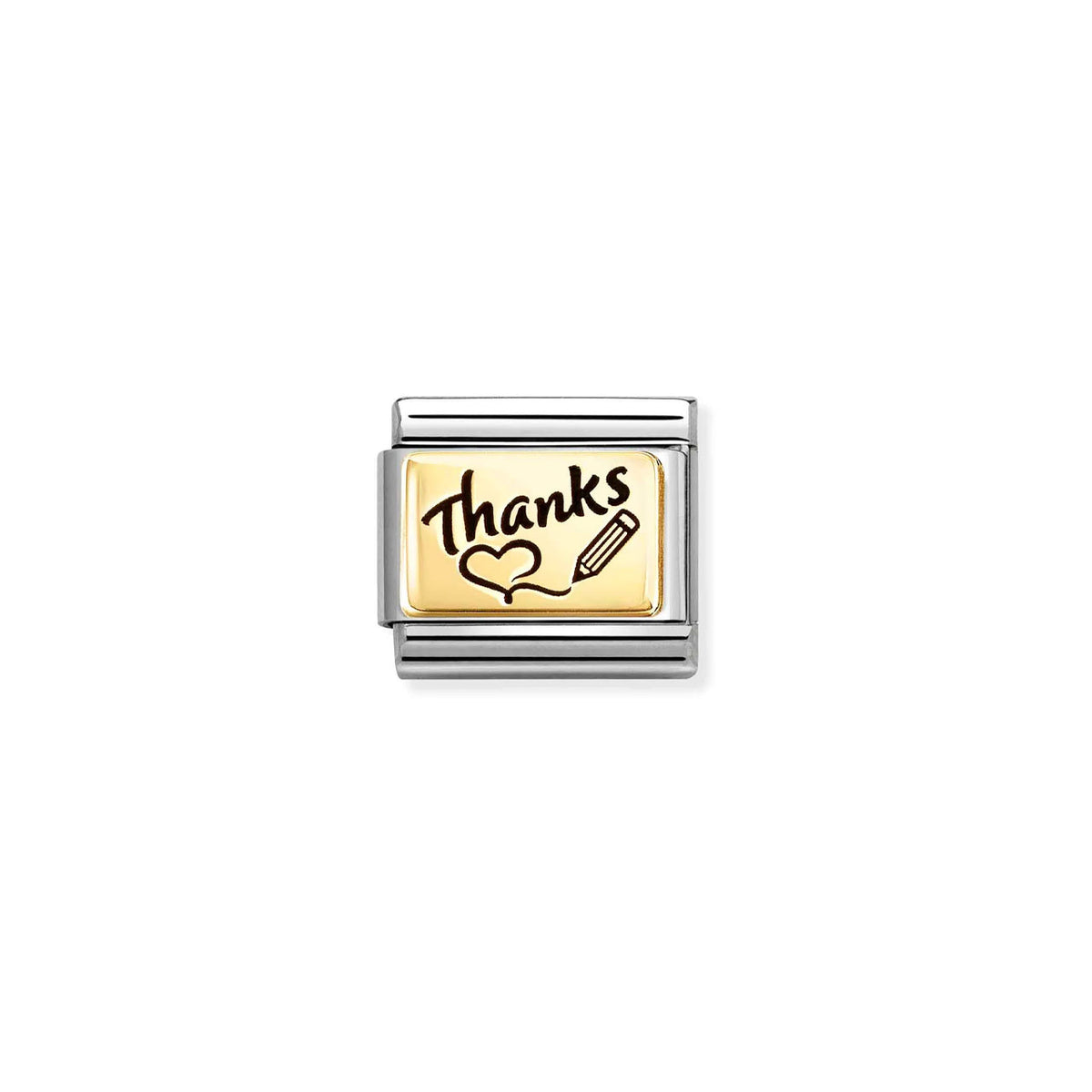 Composable Classic Link 030166/76 Thanks Heart and Pencil in 18k Gold and Enamel