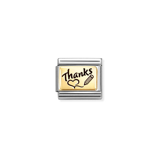 Composable Classic Link 030166/76 Thanks Heart and Pencil in 18k Gold and Enamel