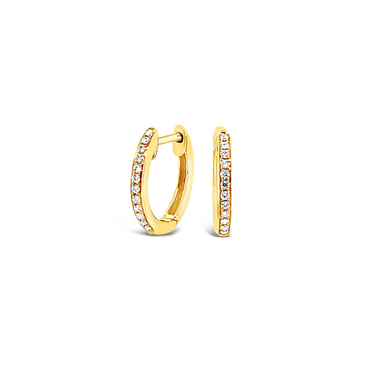 9k Yellow Gold Small Round 0.15ct Diamond Huggie Earrings