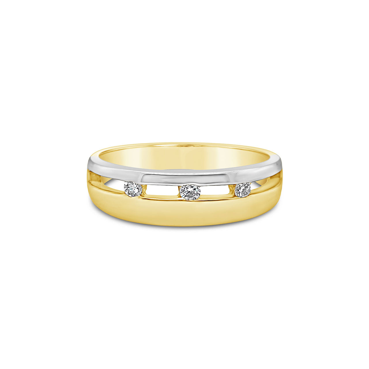 9k Yellow & White 2 Tone Diamond Ring - Size N.5