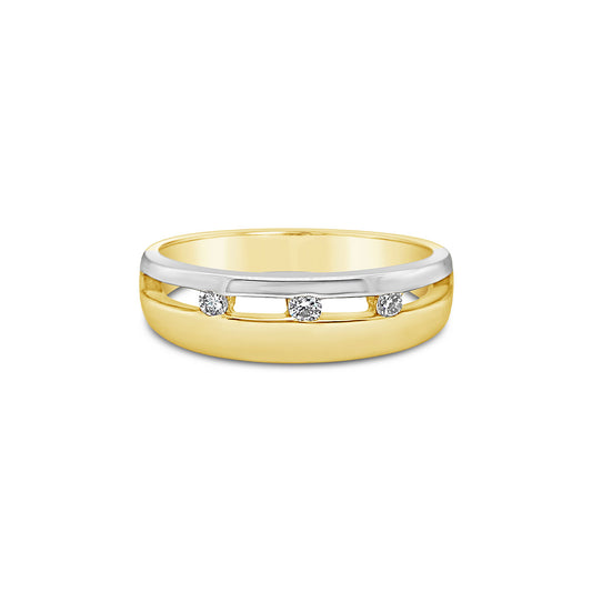 9k Yellow & White 2 Tone Diamond Ring - Size N.5