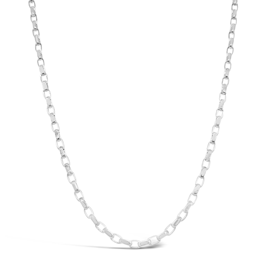 60cm Sterling Silver BOD2 Oval Belcher Diamond Cut Chain