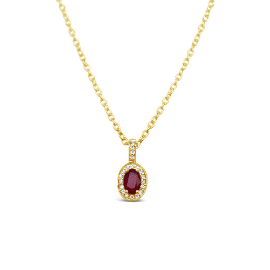 9k Yellow Gold 0.49ct Ruby & 0.49ct Diamond Cluster Pendant