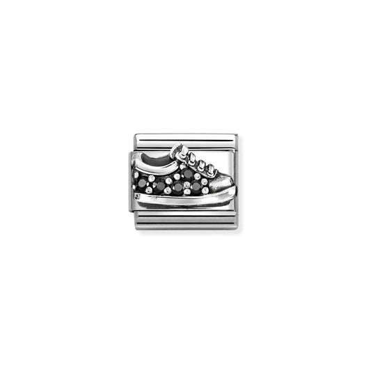 Composable Classic Link 330327/18 Black Sneaker In 925 Silver & CZ