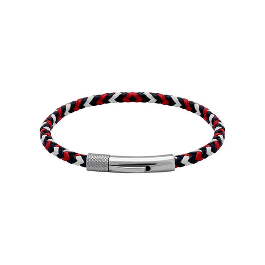 Stainless Steel Driver Red White & Black Braided Bracelet