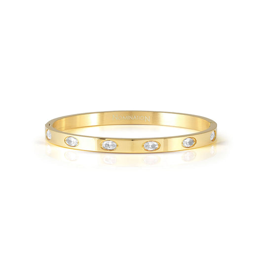 Pretty Bangles Gold With White CZ - Size Large