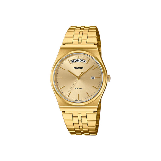 Casio Vintage Day Date Retro Gold Plated Gold Dial Watch - MTPB146G-9A