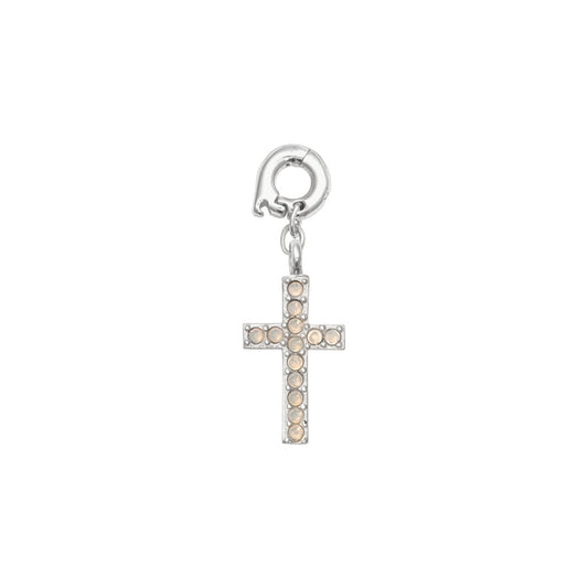 Silver Plated 'Sparkling Cross' Charm - 20mm
