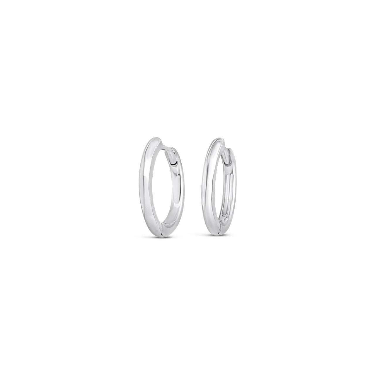 Sterling Silver 14x2mm Round Profile Huggie Earrings