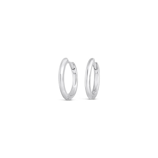 Sterling Silver 14x2mm Round Profile Huggie Earrings