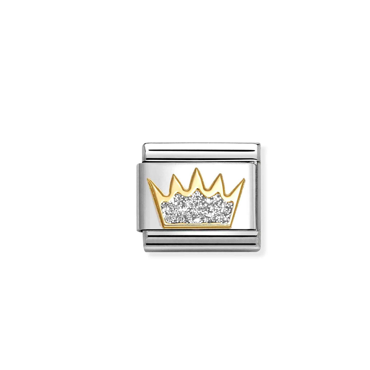 Composable Classic Link 030220/21 Crown In 18K Gold & Silver Glitter Enamel