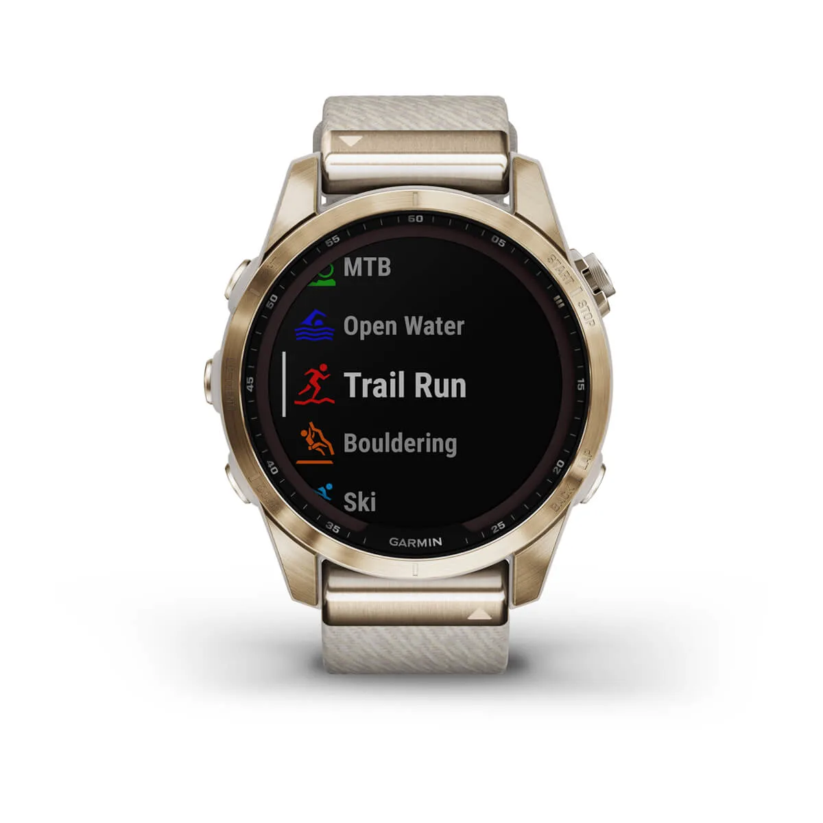 fēnix® 7S – Sapphire Solar Edition - Cream Gold Titanium with Cream Heathered Nylon Band - 010-02539-40