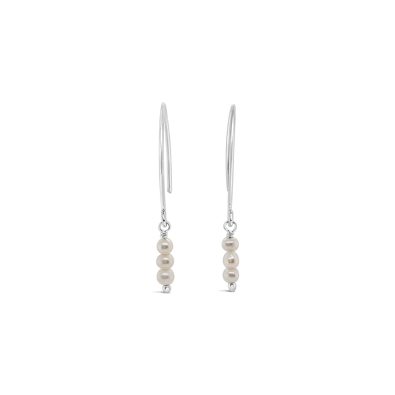 Sterling Silver 3 Pearl Drop Hook Earrings