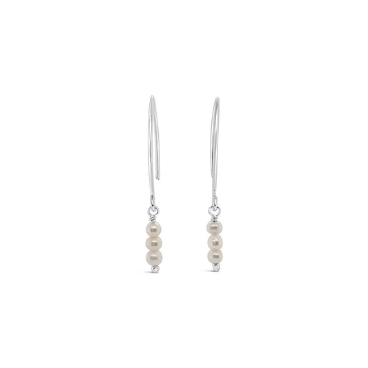 Sterling Silver 3 Pearl Drop Hook Earrings