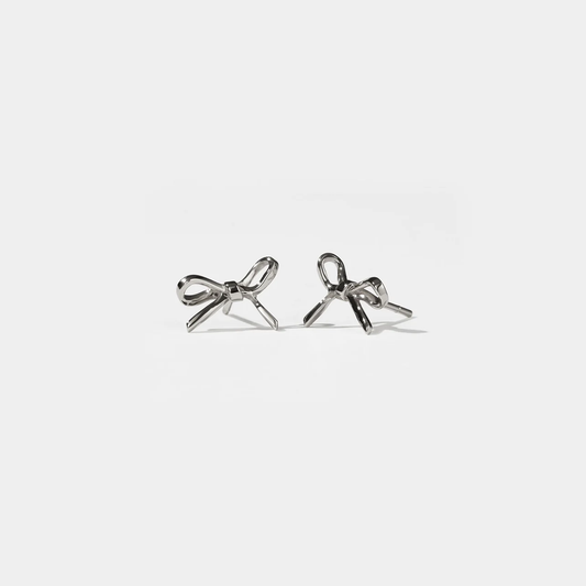 Sterling Silver Bow Stud Earrings Small