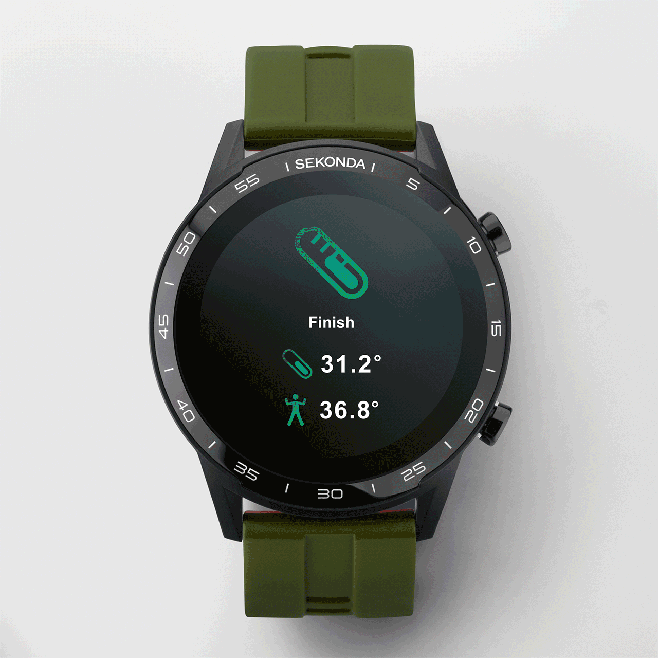 Sekonda Active Smartwatch | Black Case & Khaki Silicone Strap | 1993