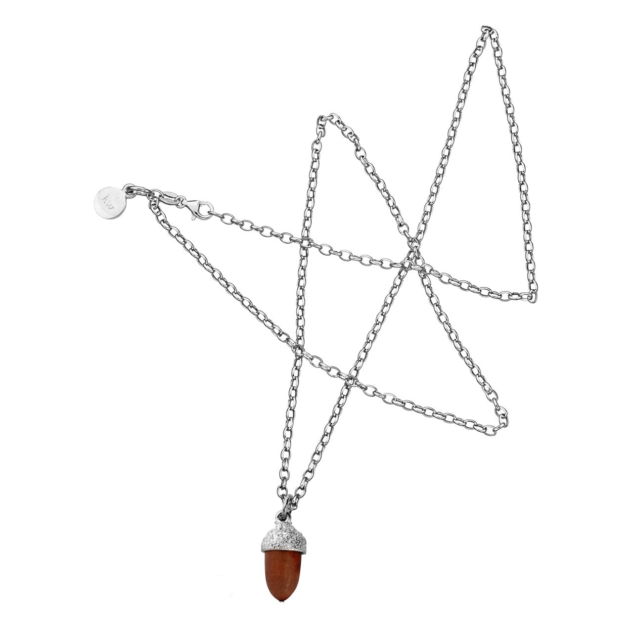 Sterling Silver Acorn & Leaf Pendant with Wood