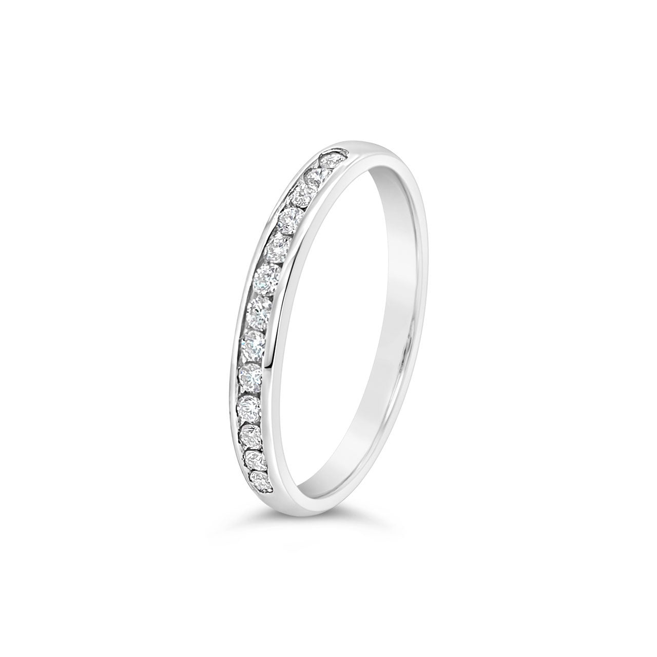 9k White Gold Diamond Channel set Ring