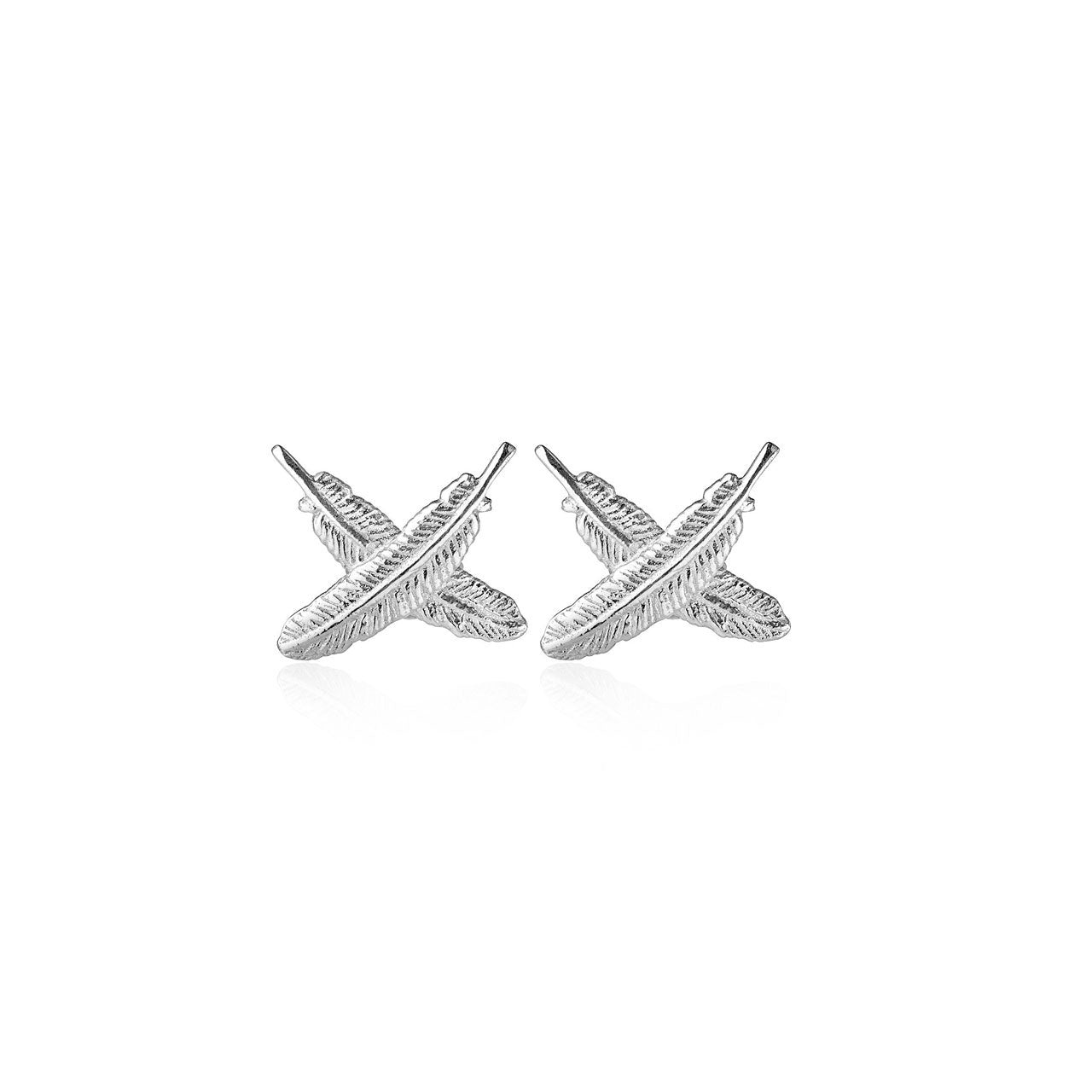 Sterling Silver Mini Feather Kisses Earrings
