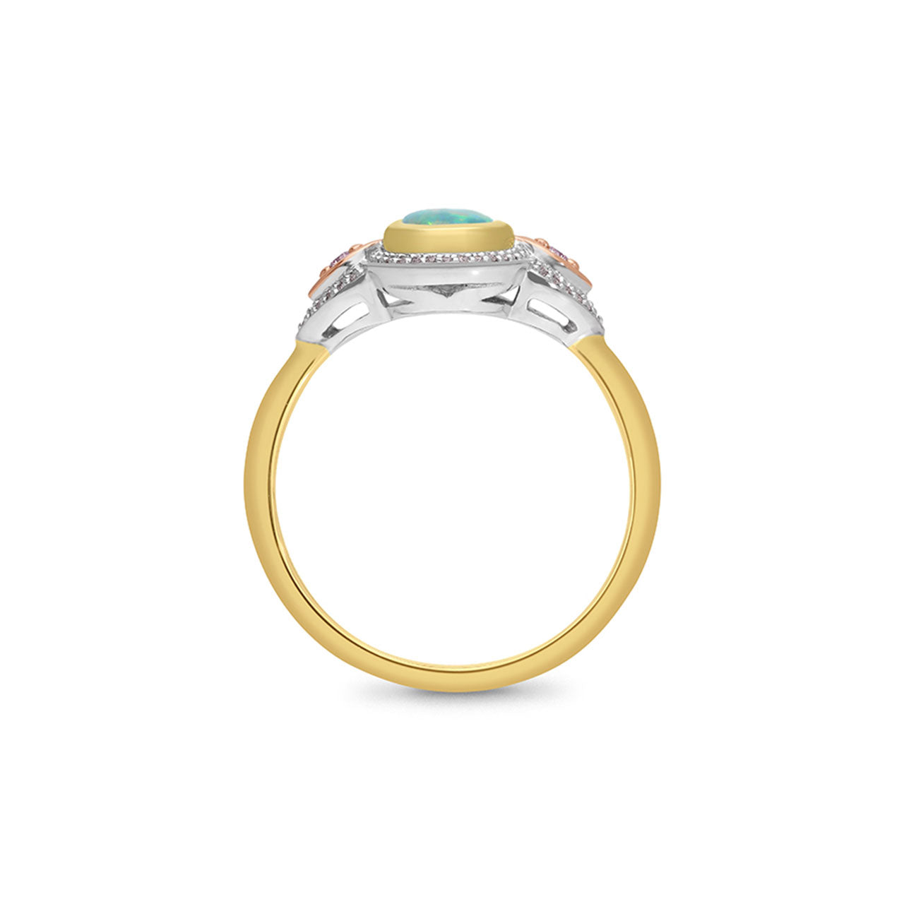 9k Yellow & White Gold Opal & Diamond Dress Ring
