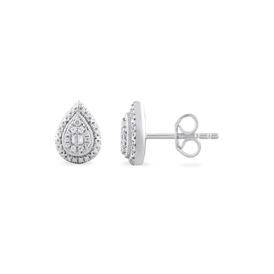9k White Gold Pear Shaped 0.15ct Diamond Earrings