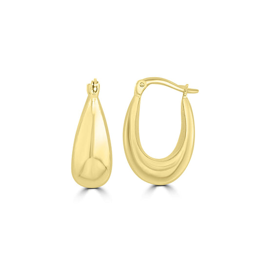 9k Yellow Gold Liquid Hollow Hoop Earrings