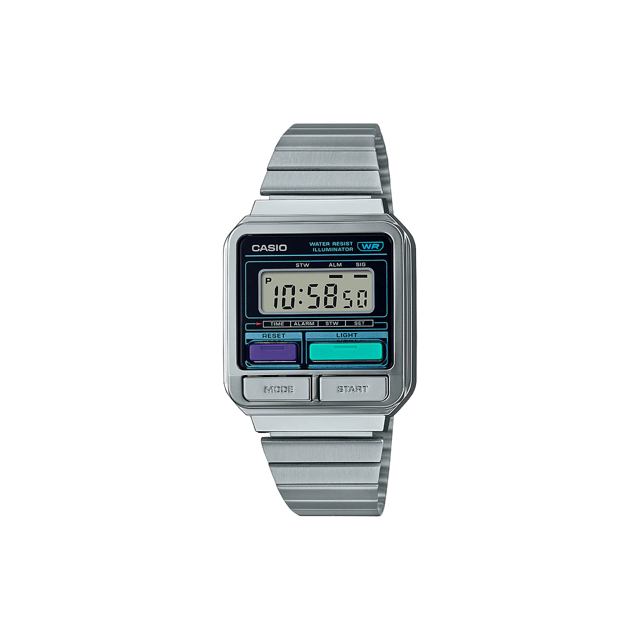 Casio Silver Retro Digital Pop Watch - A120WE-1A