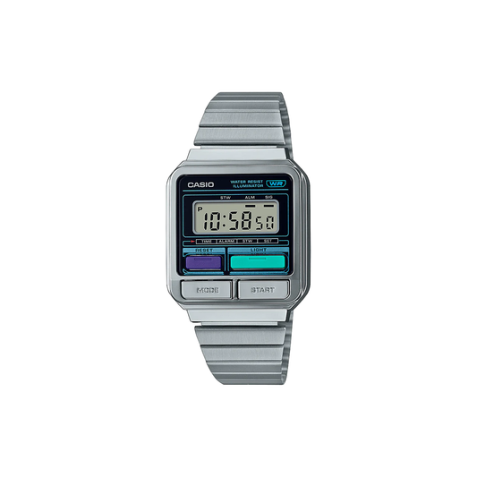 Casio Silver Retro Digital Pop Watch - A120WE-1A