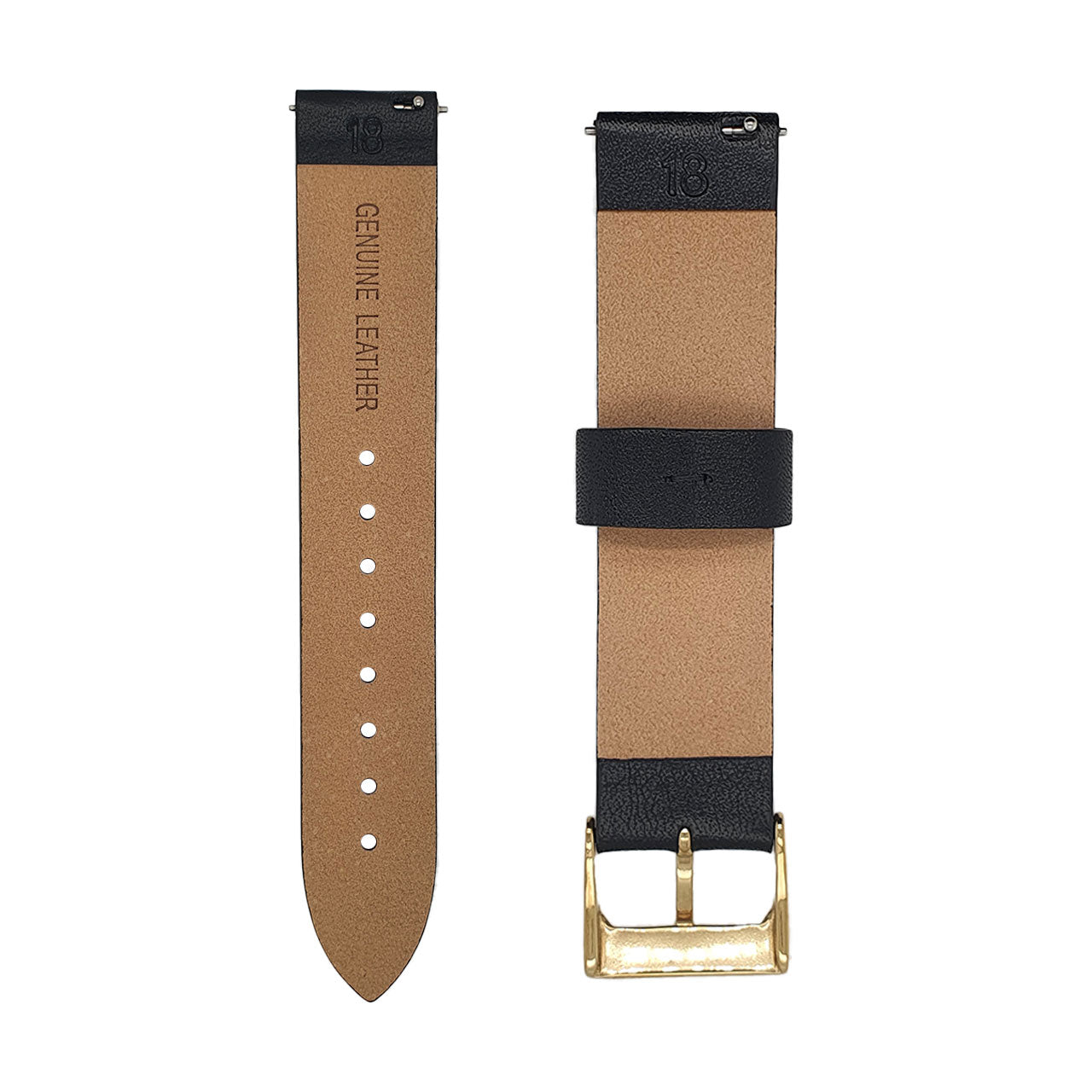 Black 18mm Leather Watch Strap