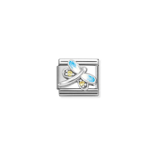 Composable Classic Link 330321/10 Dragonfly With Blue Enamel In 925 Silver & CZ