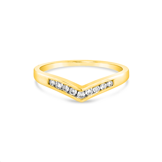 9k Yellow Gold 0.15ct Diamond V Shape Ring