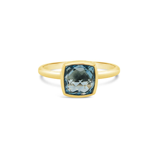 9k Yellow Gold Blue Topaz Dress Ring