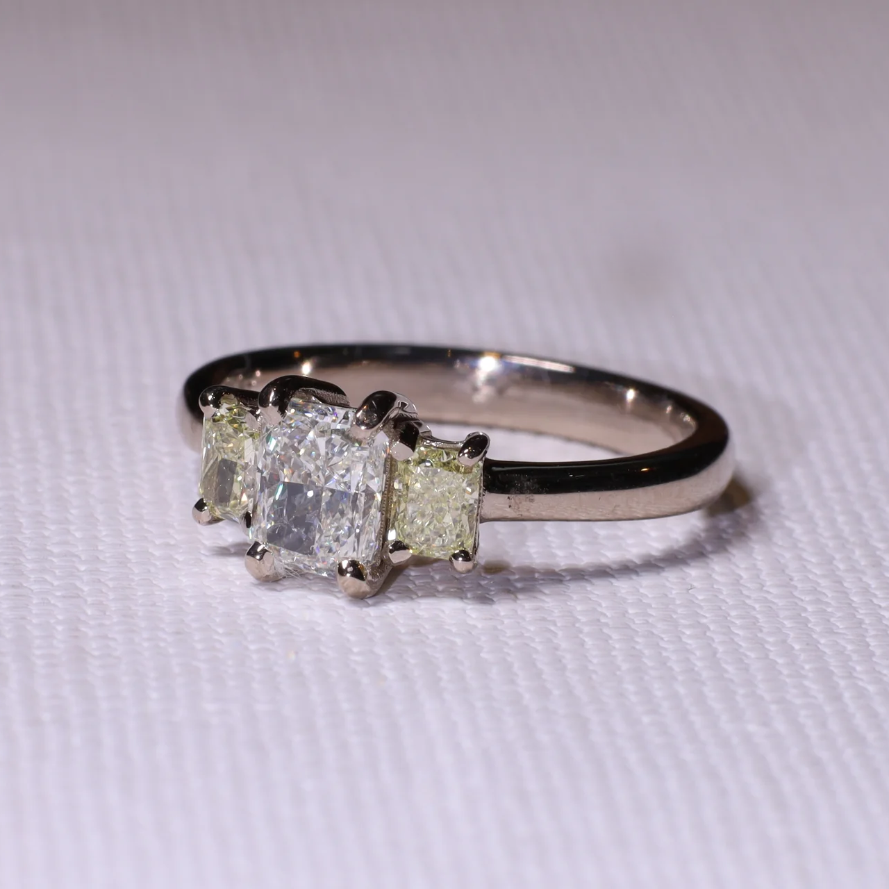 The Radiant Standard - 18k White Gold Diamond 3 Stone Ring