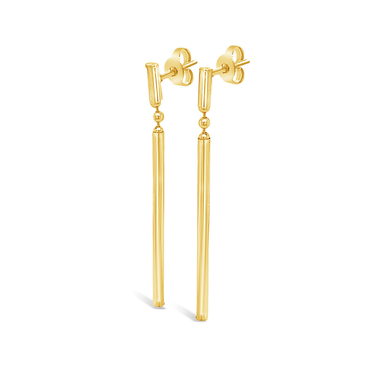 9k Yellow Gold Hollow Round Bar Drop Earrings