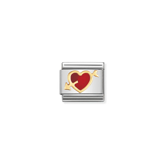 Composable Classic Link 030207/12 Red Heart With Arrow In 18K Gold & Enamel