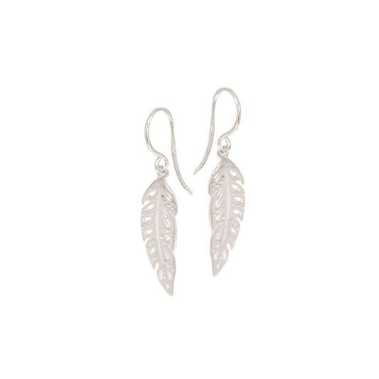 Sterlng Silver 26mm Feather Hook Earrings