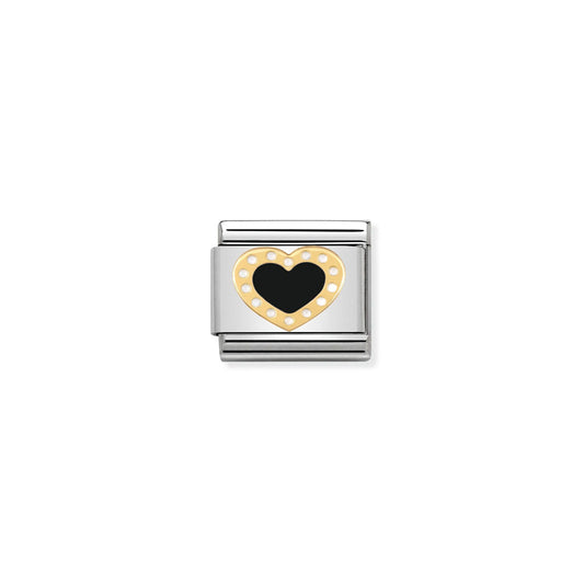 Composable Classic Link 030283/02 Black Heart With Dots 18k Gold And Enamel