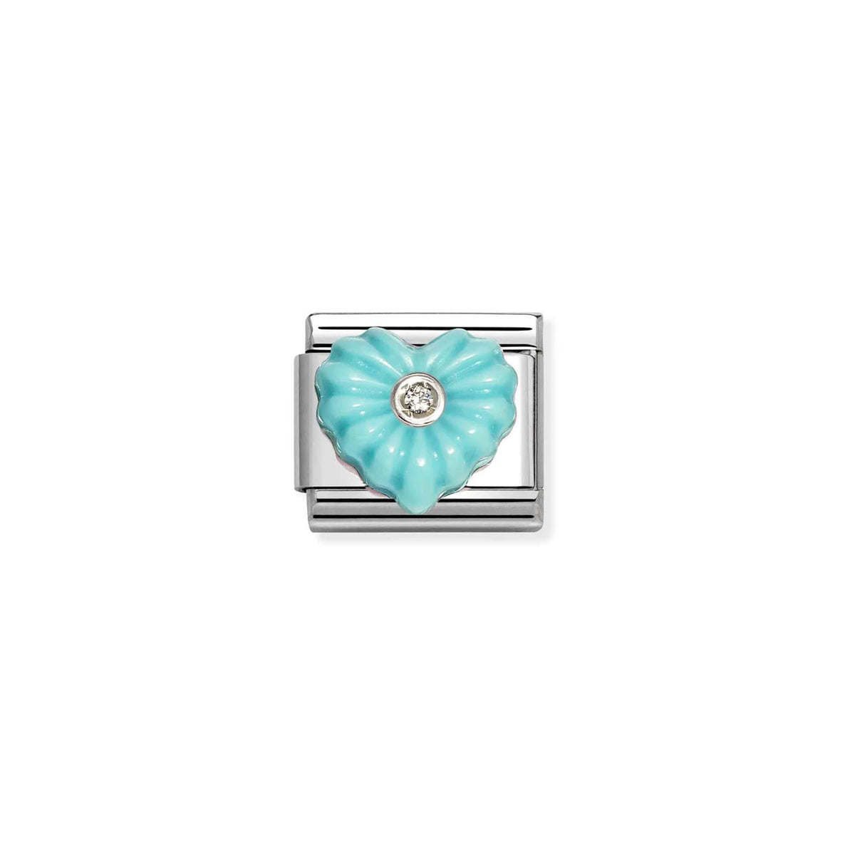 Composable Classic Link 330512/26 Turquoise Heart In Silver & CZ