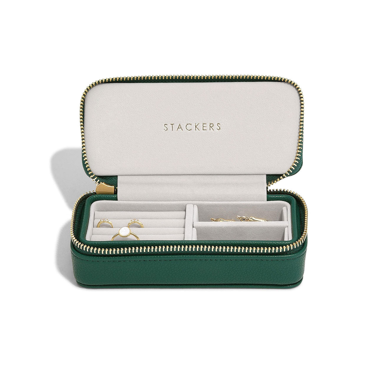 Forest Green Zipped Travel Jewellery Box