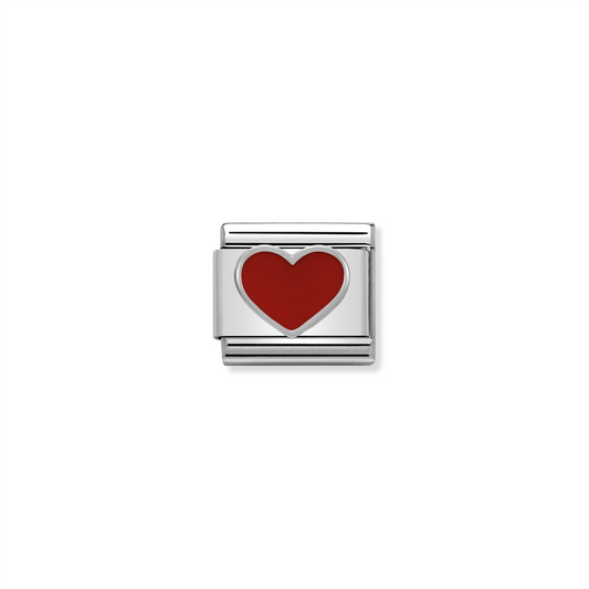 Composable Classic Link 330202/17 Red Heart in Silver & Enamel