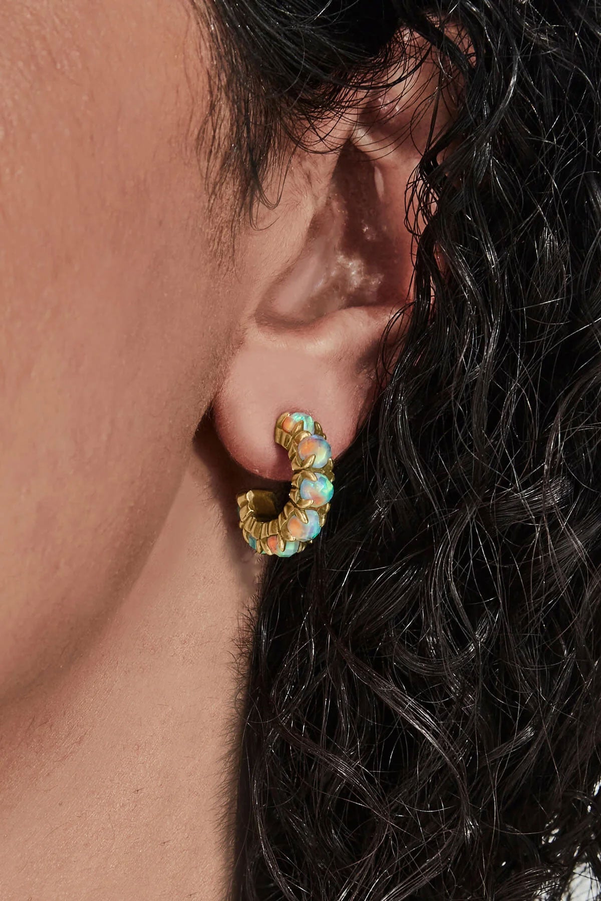 Halo Cluster Earrings Bello Opal - Gold Plated